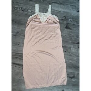 Vintage Brownstone Studio 70's Slip‎ Dress W/White Lace Trim Large